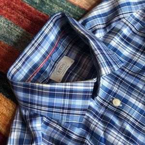Eton Blue Plaid Sport Shirt size 16/41